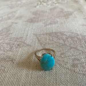 Genuine Turquoise Stone gold over 925 Sterling Silver Ring SZ 7